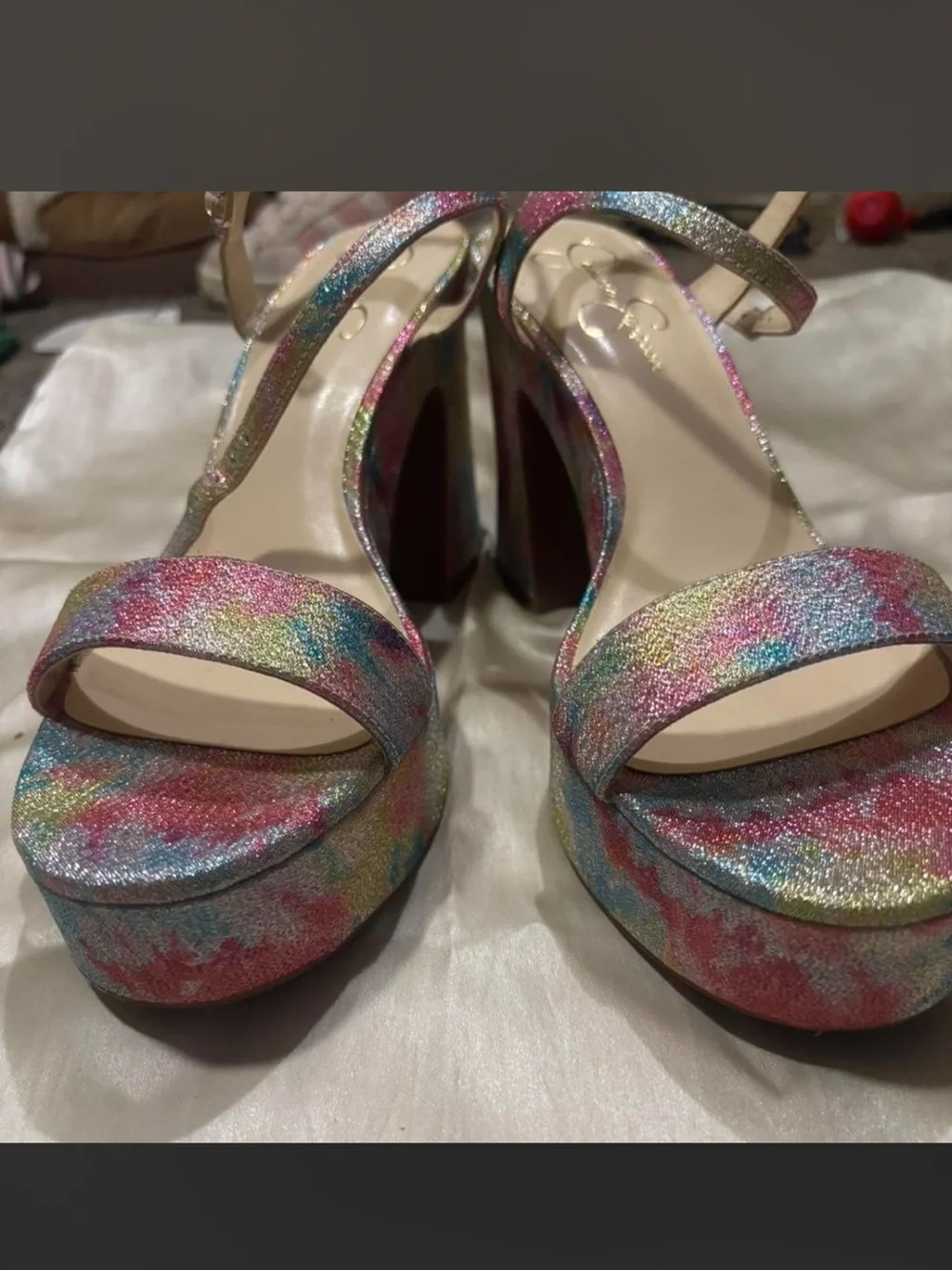 Multicolor Platform Block Heel Sandals - Women